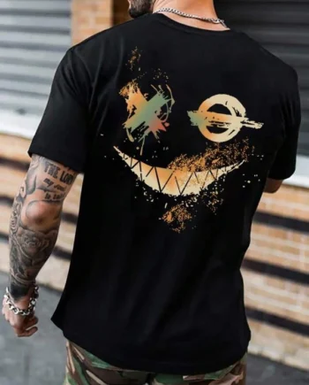 Manfinity LEGND Men TShirts Fit Crew Neck Short Sleeve Graphic Tee Smile Face Casual Summer Polyester (free size)