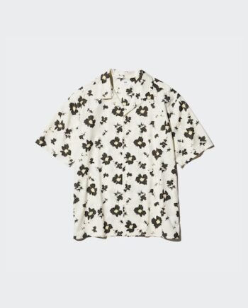 Modal Cotton Open Collar Shirt | Short Sleeve | Flower Print
