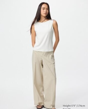 Crepe Jersey Boat Neck T-shirt | Sleeveless